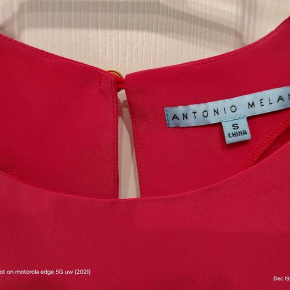ANTONIO MELANI SILK FLUTTER SLEEVE BLOUSE TUCKING DETAIL MAGENTA PINK SZ S - Picture 5 of 10